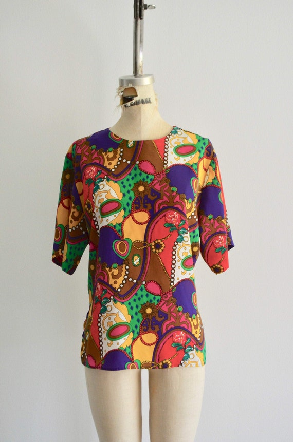 1980S Slouchy Funky Baroque Chain Multicolor Graph