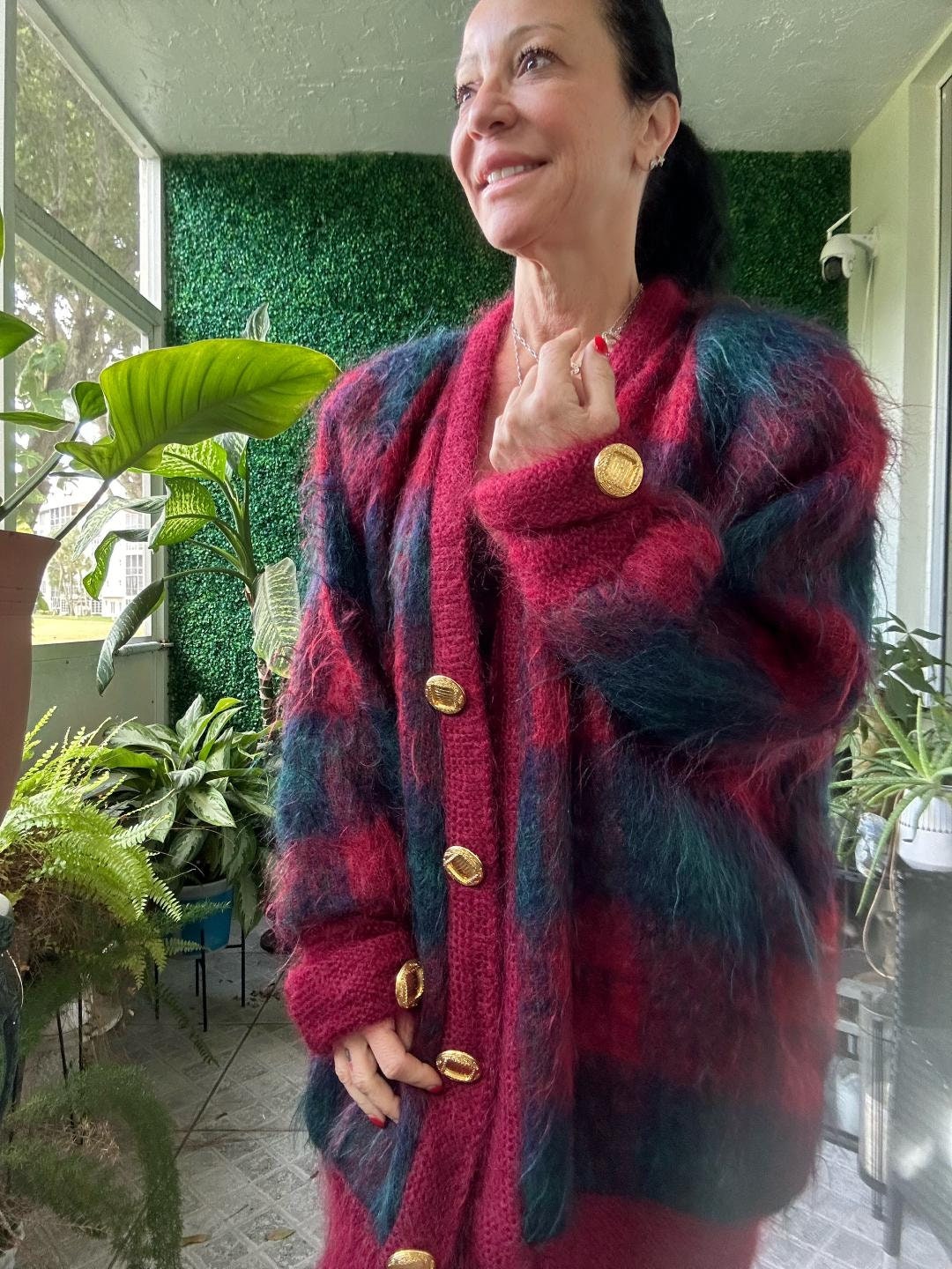 Vintage Tartan Mohair Cardigan: Scotland Knitwear, House of