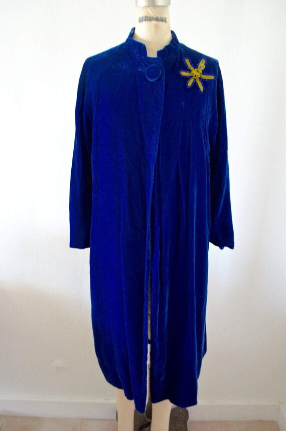 Royal Blue Velvet Long Maxi Coat Cape Dress Jacket