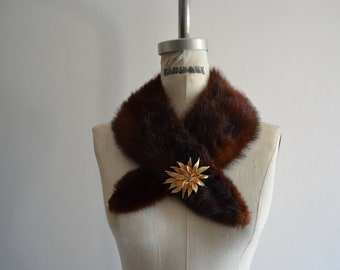 Écharpe En Vraie Fourrure De Rat Musqué - Marron - Hiver - Occasion - Fabriquée En Italie