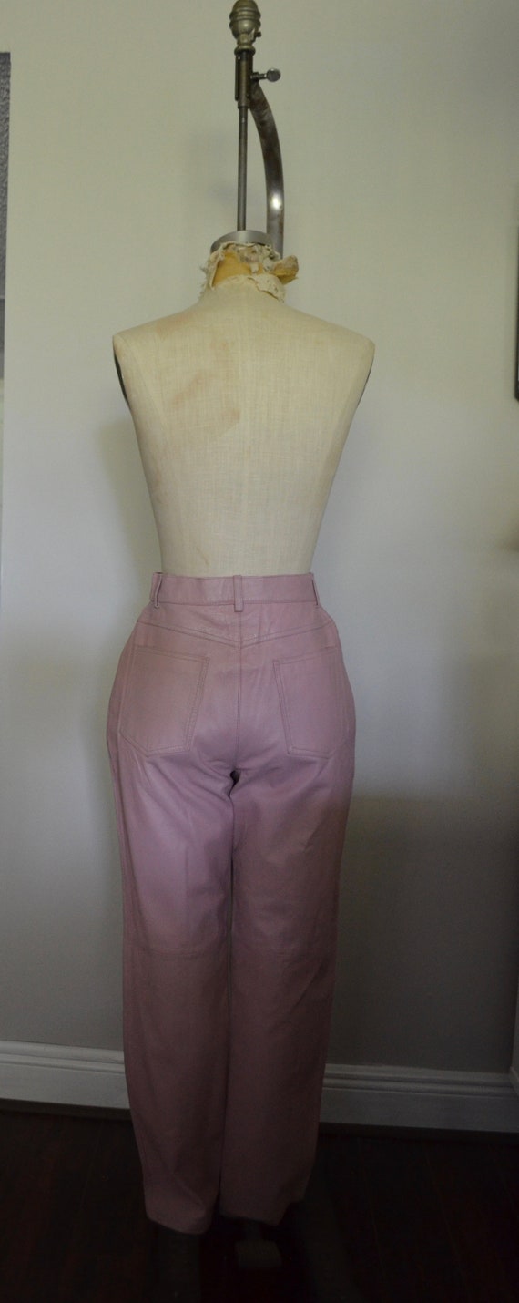 1980s high rise genuine leather bold pastel pink … - image 8