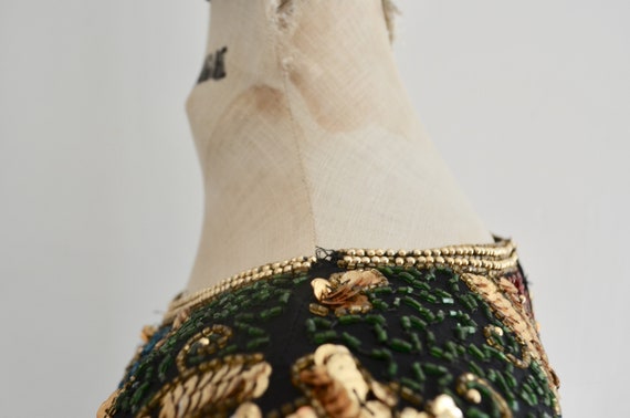 Multicolor Gold Sequin Coiled Flower Beaded Scall… - image 7