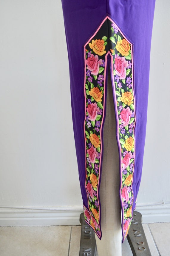 80S Cheongsam Japanese Traditional Purple Floral … - image 5