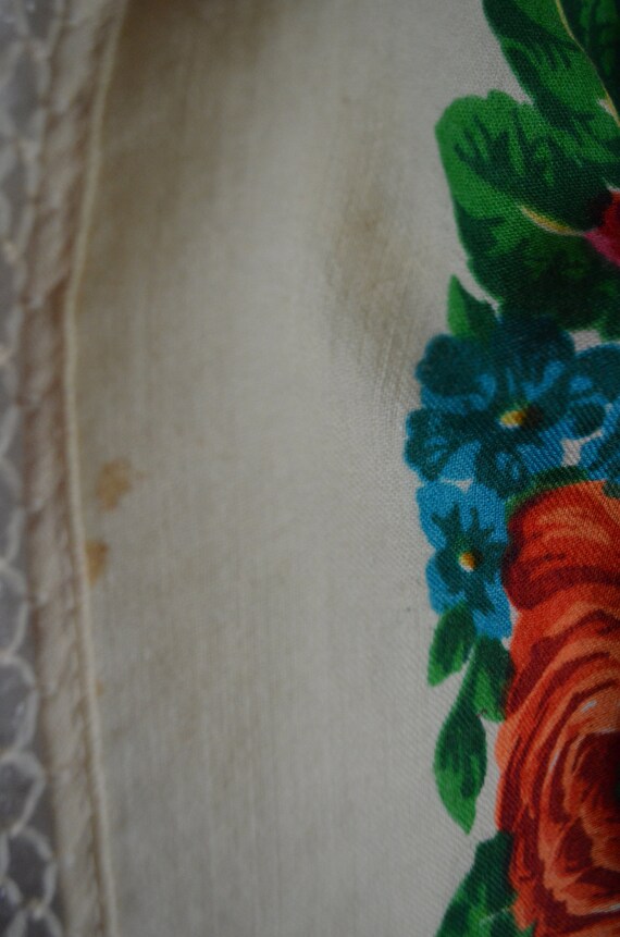 Vintage Huge Hand painted Antique Mexican Floral … - image 4