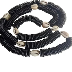 African Cowrie Shell Necklace with Coconut Beads