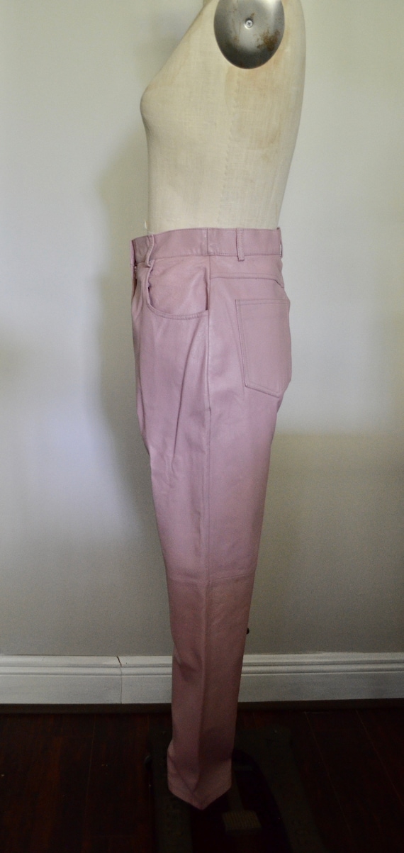 1980s high rise genuine leather bold pastel pink … - image 7