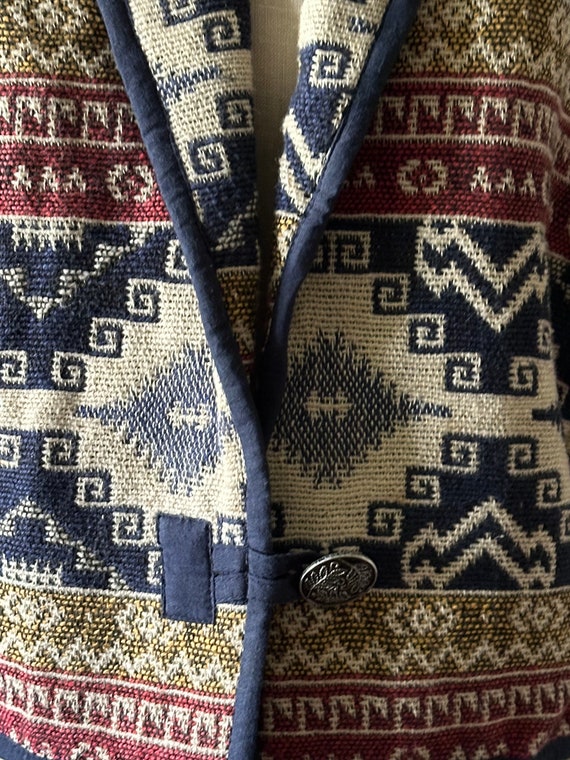 Vintage Southwestern Azteca Tapestry Cropped Jack… - image 5