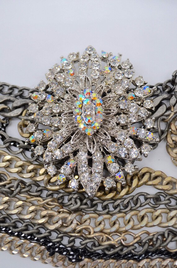 Statement Multi Layered Lengths Of Chain Antique … - image 5