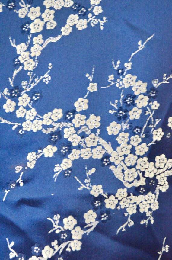 80S Cheongsam Japanese Traditional Asian Blue Sil… - image 6