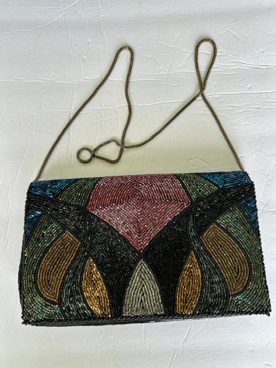 Vintage WALBORG beaded patchwork Avant Garde purse