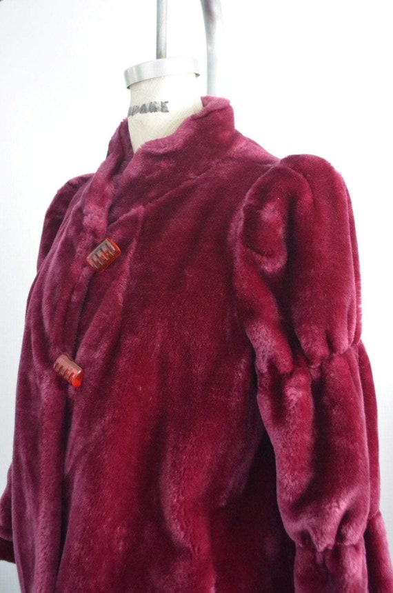 Merlot Ladies Faux Fur Long Coat Jacket Merlot - image 3