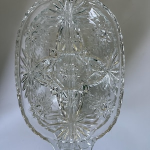 Vintage Anchor Hocking Pressed Cut Glass Serving Set- 5 Pieces