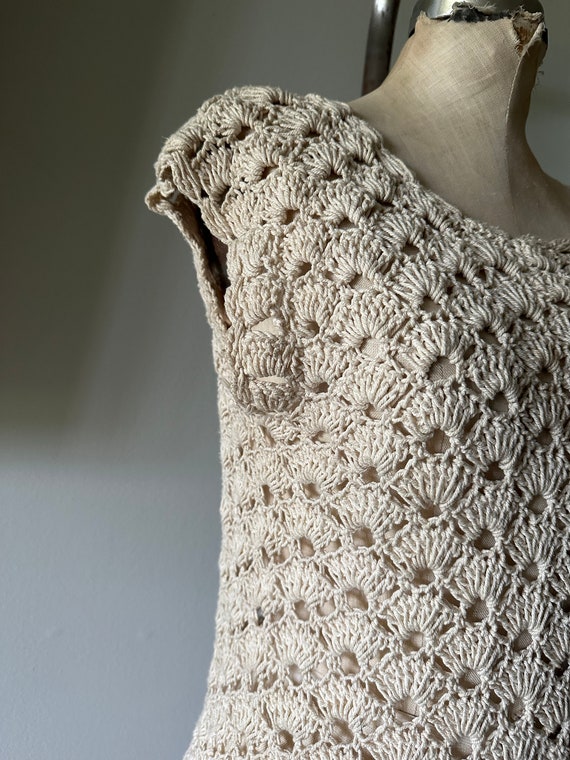 70s Boho Crochet Lace Ivory Handmade dress from R… - image 7