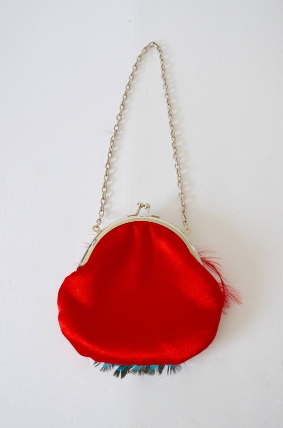 Miniature Feather Clutch Handbag Purse French 193… - image 6