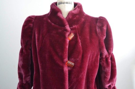 Merlot Ladies Faux Fur Long Coat Jacket Merlot - image 2