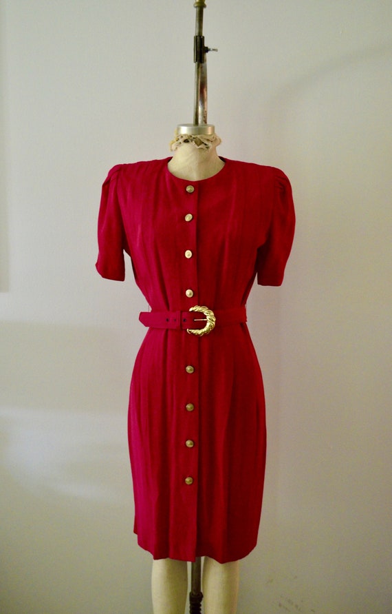 1980S Blazer Dress By S L Petites Pink Button Dow… - image 1