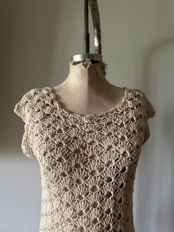 70s Boho Crochet Lace Ivory Handmade dress from R… - image 5