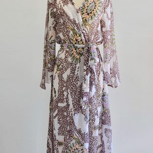 1970S Paisley Original Anthony Long Maxi Transparent Dress Kimono Kaftan Designer With Belt
