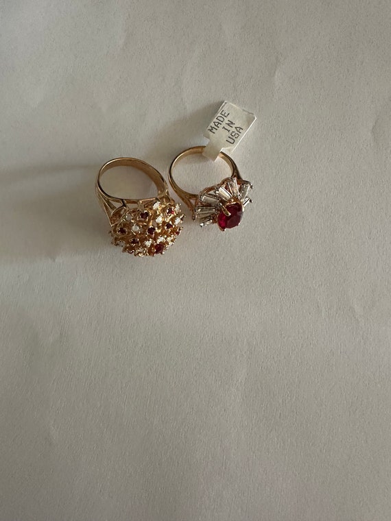 Vintage New Stock Rings Huge Jewelry Ruby and Cle… - image 6
