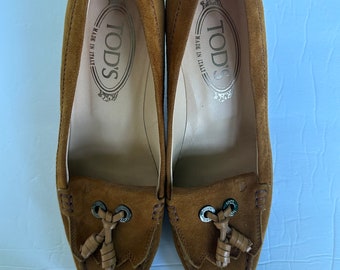 Tod's Brown Suede Leather Moccasin Pumps - Made in Italy - Size 37