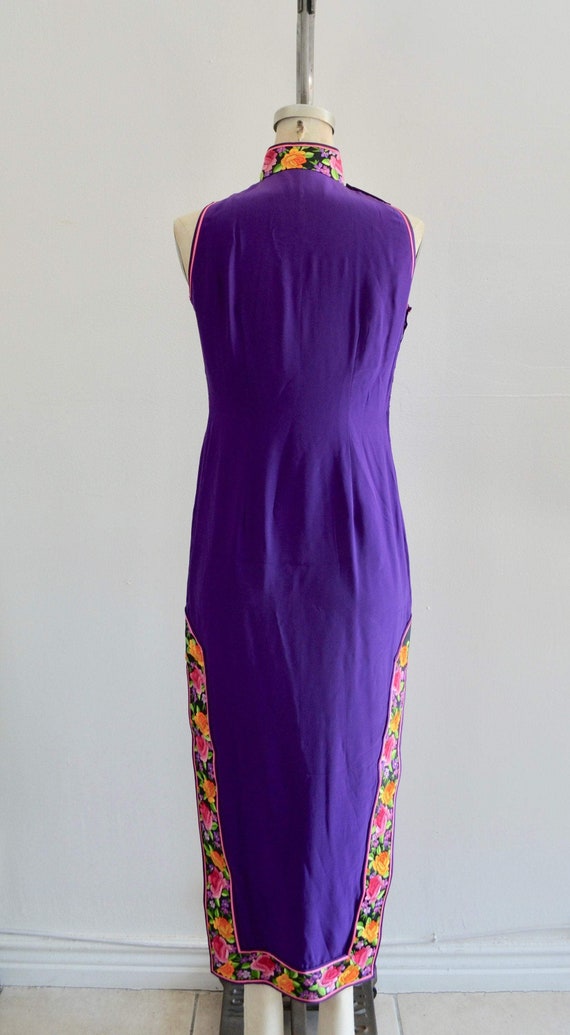 80S Cheongsam Japanese Traditional Purple Floral … - image 8