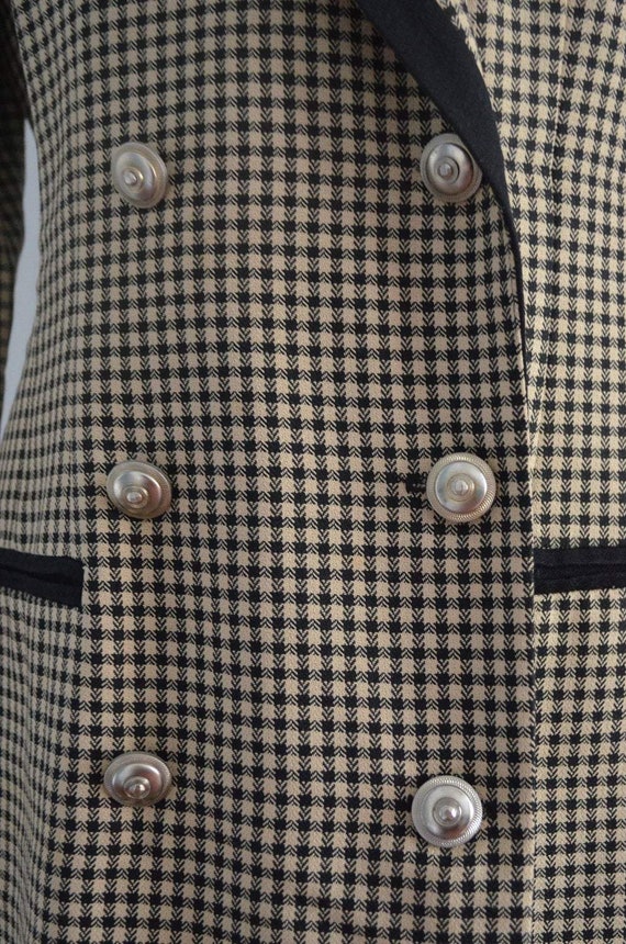 80S Danny & Nicole Houndstooth Pattern Dress Long… - image 4