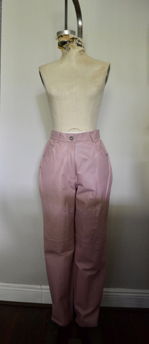 1980s high rise genuine leather bold pastel pink … - image 5