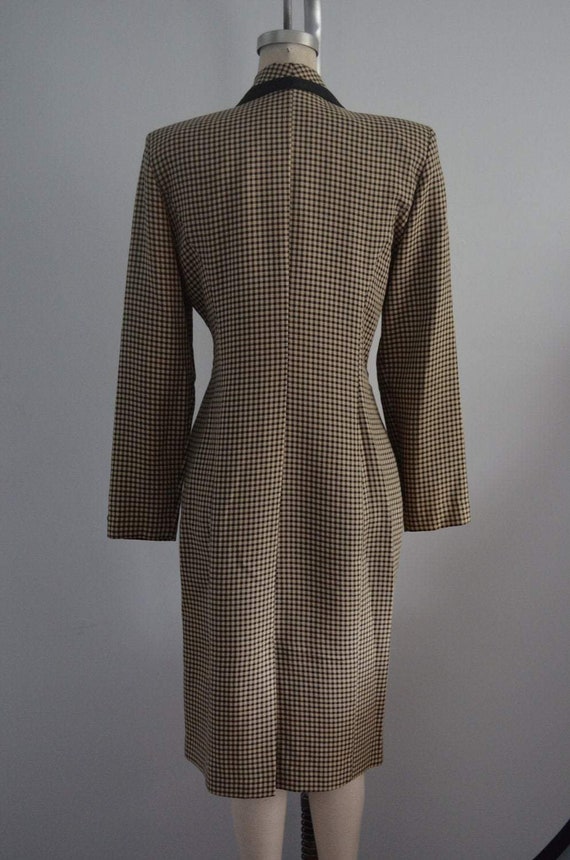 80S Danny & Nicole Houndstooth Pattern Dress Long… - image 6
