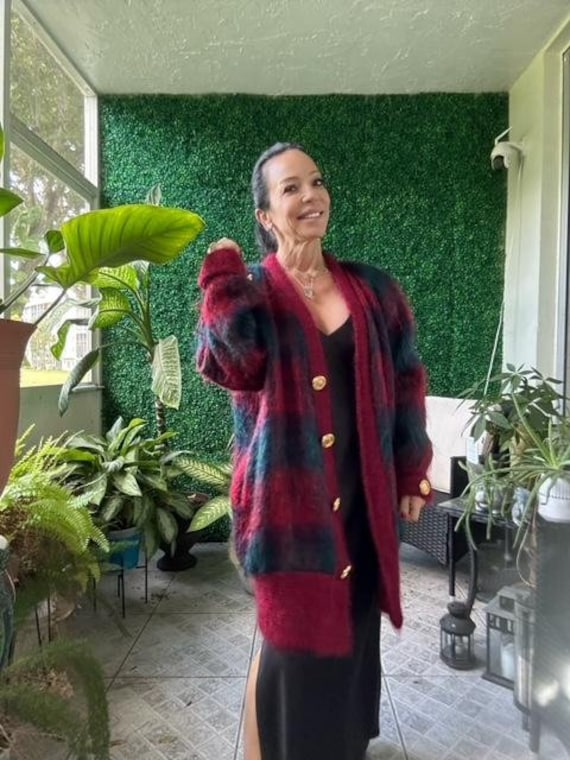 Vintage Tartan Mohair Cardigan: Scotland Knitwear, House of