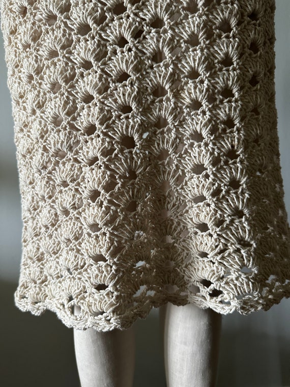 70s Boho Crochet Lace Ivory Handmade dress from R… - image 6