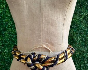 80s Rope Belt, Gold Black Twisted - Etsy display picture 2