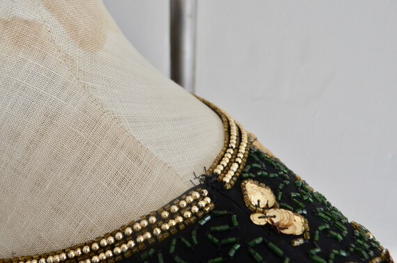 Multicolor Gold Sequin Coiled Flower Beaded Scall… - image 10