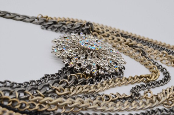 Statement Multi Layered Lengths Of Chain Antique … - image 4