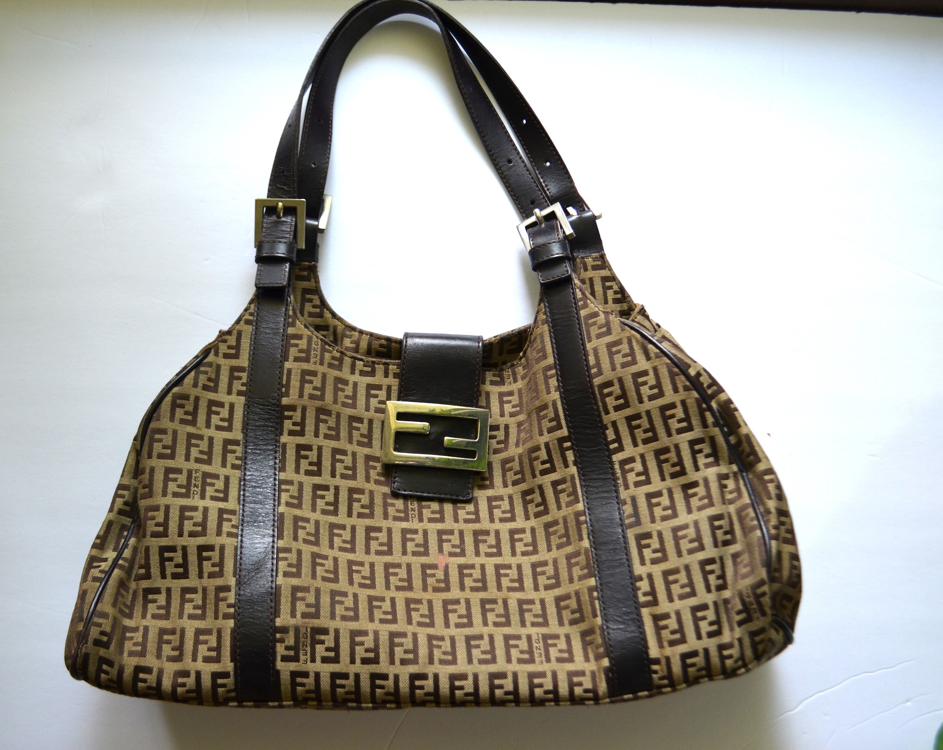 Fendi Vintage Bauletto Bag Zucca Canvas Medium at 1stDibs