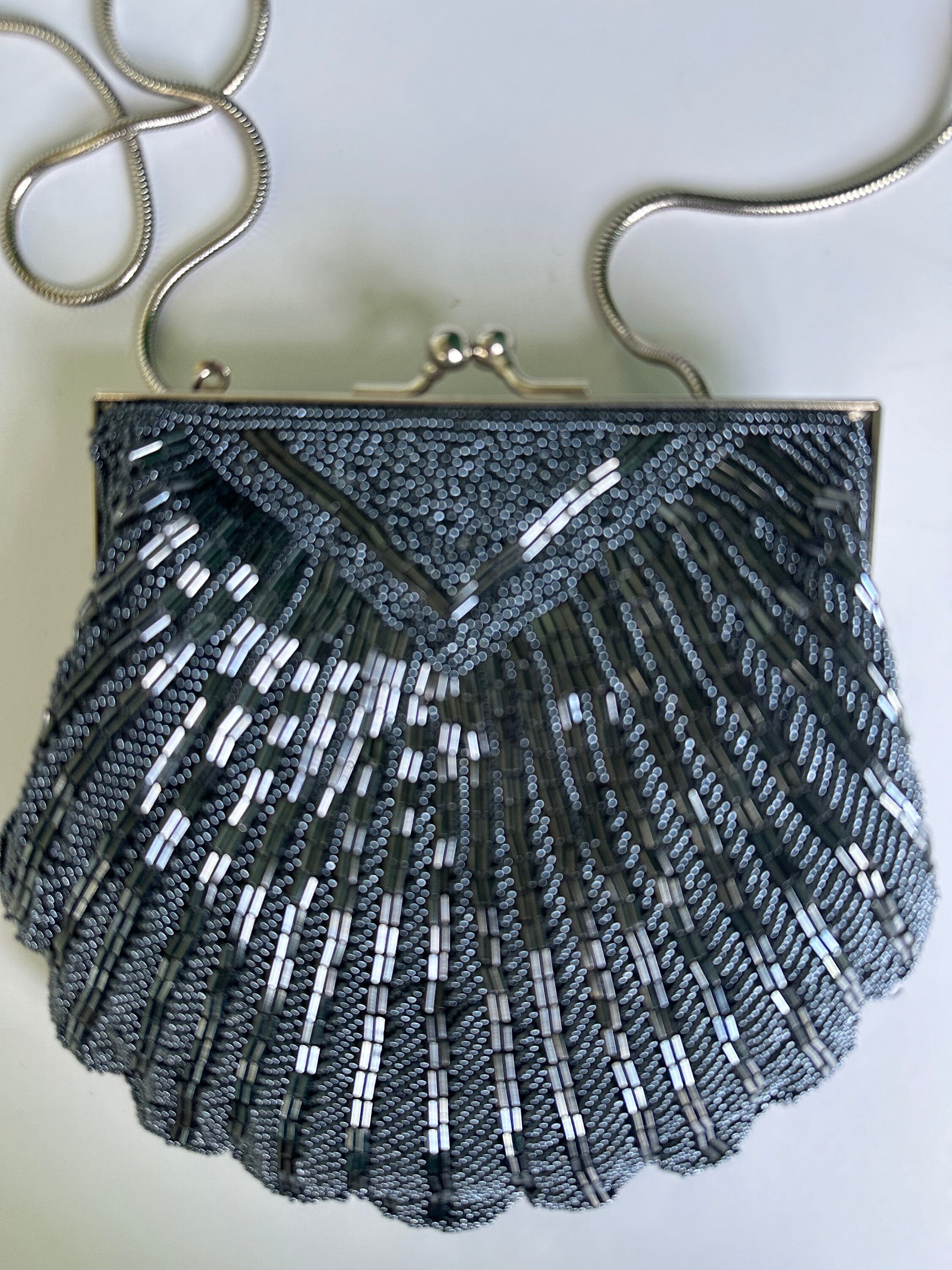 Ceinture Vintage LORD & TAYLOR En Velours Noir Avec Broderie Perles Soleil - Taille Unique (OSFA) - Occasion EXCELLENT état