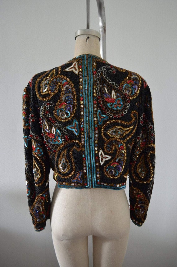 Sequin Jacket Beaded Paisley Cocktail Wedding Nye… - image 7