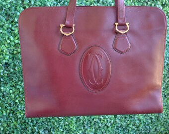 Le Must De Cartier Vintage Large Original Bag Burgundy