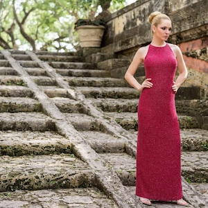 Red Color Jewel Sequined Beaded Long Cocktail Prom Dress 11/12