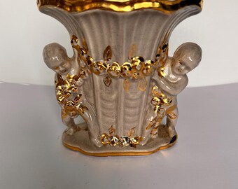 Japan-Keramik-VASE Putten Gold Girlande Engel ART POTTERY