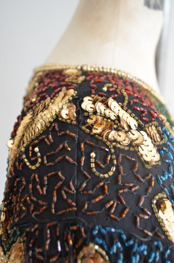 Multicolor Gold Sequin Coiled Flower Beaded Scall… - image 9