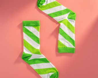Green Striped Egyptian Cotton Socks | Men's Novelty Gift