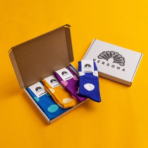Men's Colourful Polka Dot Pattern Socks | Novelty Fun | Premium | Gift Box | Egyptian Cotton | UK Men's 6.5 - 11 | 4 Pairs | Cozy Socks
