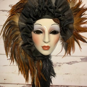 Amazing! No crazing! Clay Art Feathered Mask.