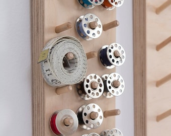 Bobbin spool storage tidy wall mini pegboard sewing gift birch ply peg board