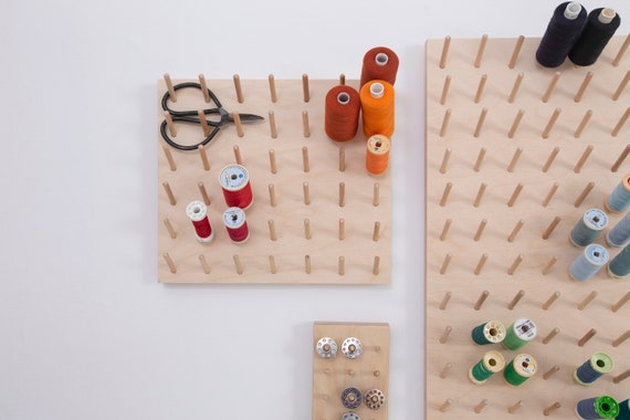 Spool Rack Thread Holder Sewing Pegboard Storage Sewing Room Organiser  Birch Ply Peg Board Space Saving 