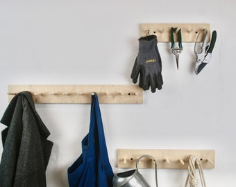 Large hanging hooks peg rack wall storage birch plywood