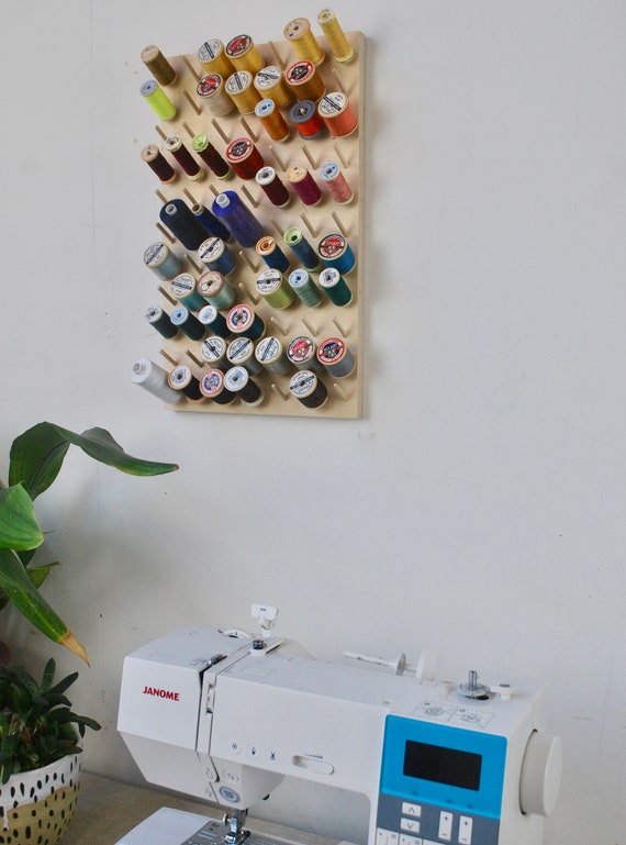 12-reel Wooden Thread Stand Holder Rack Sewing Embroidery Storage Organizer  