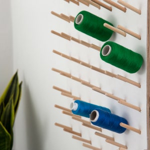 Thread storage wall organiser birch plywood spool rack sewing room image 4