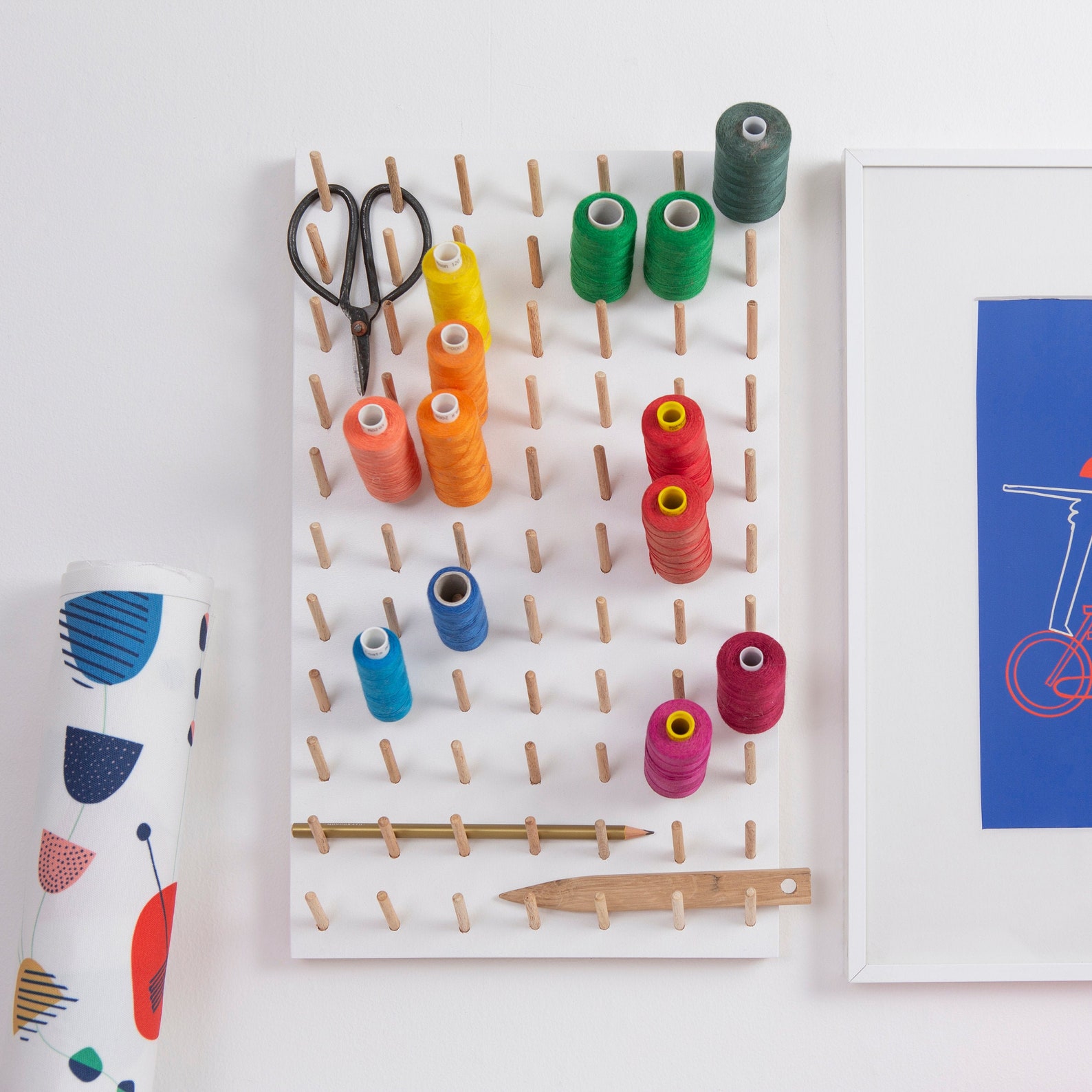 Thread storage wall organiser birch plywood spool rack sewing Etsy