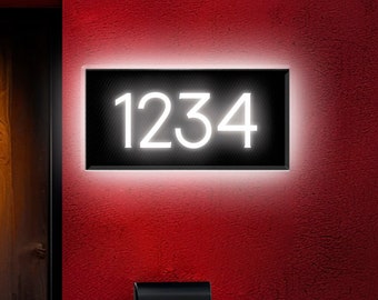 LED house sign, backlit sign, Illuminated address plaque, Modern Clean, Modern home decor, Front door address sign, Metal LED house sign